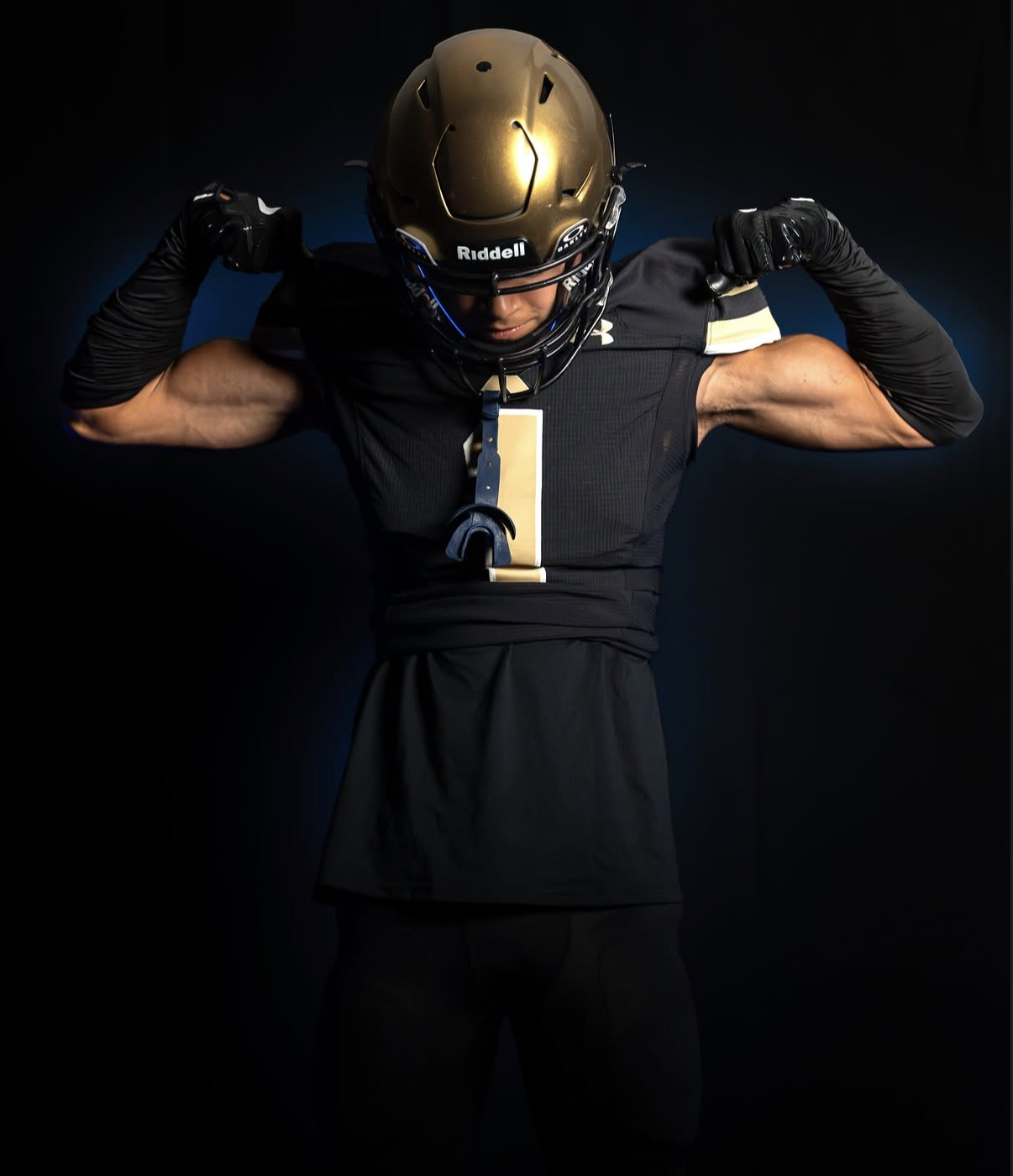 Boys speed athlete in football uniform